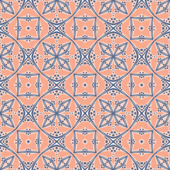 Coral and Azure Art Deco Pattern