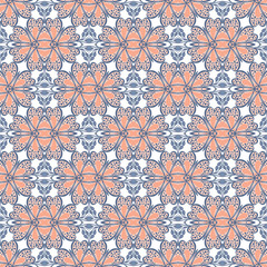 Coral and Azure Art Deco Pattern