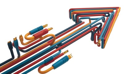 tech arrow made of multicolor cables