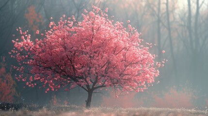 a tree with pink leaves
