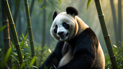 Obraz premium Discover adorable panda images: cute giant pandas, baby pandas playing, and pandas eating bamboo. Perfect for creative projects, presentations, and panda lovers.