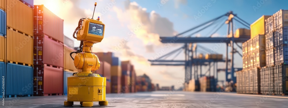 Aufkleber port using robotic arms to inspect containers for efficiency