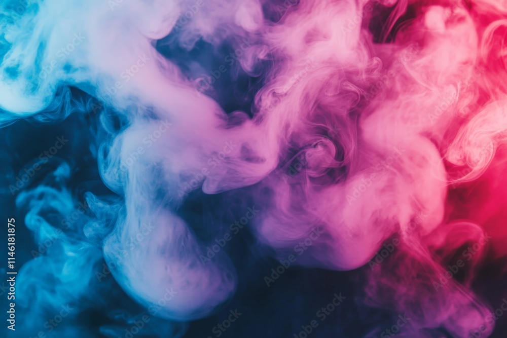 Poster this ethereal abstract image captures the graceful mix of pink and blue smoke swirling together, cre
