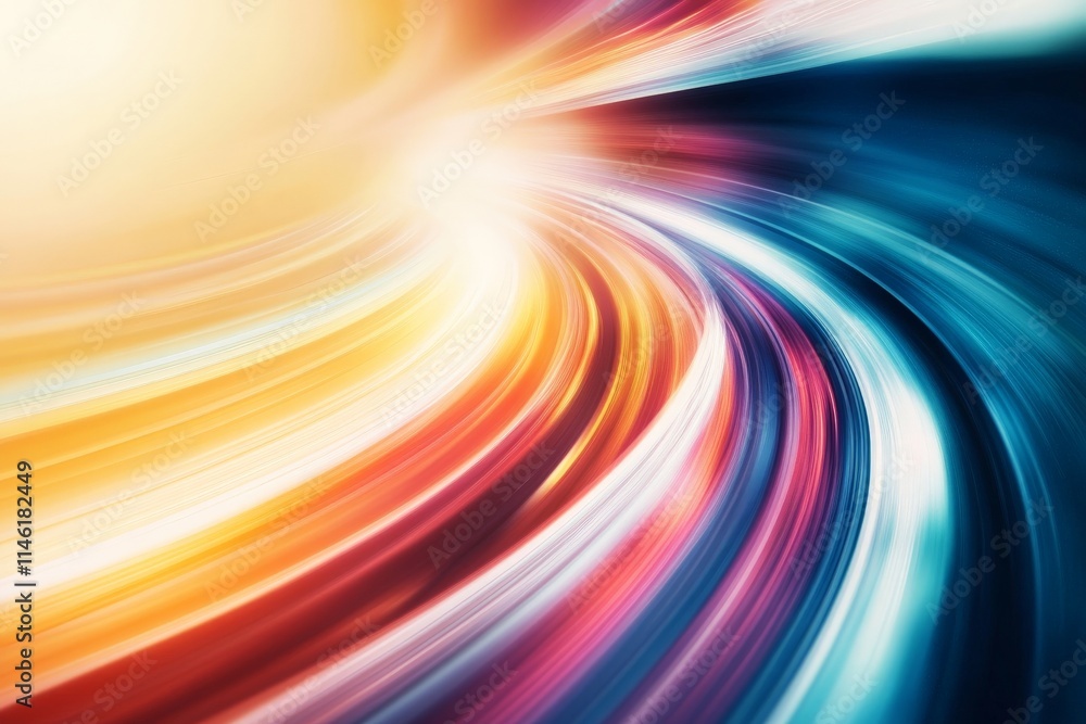 Poster A captivating image featuring dynamic light trails in radiant hues, swirling gracefully to create a sense of motion and energy in a dazzling visual display.