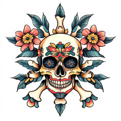 Beshimi Mask tattoo flash illustration