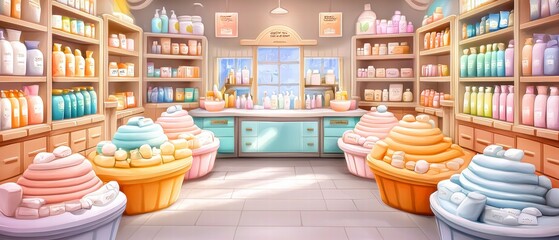 Whimsical Soap Shop Interior.