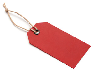 Red Price tag, Label products. cut out. on isolated white background