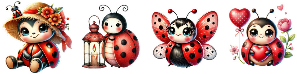 Fototapeta premium Valentine cute ladybug