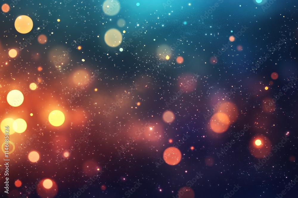 Poster vibrant bokeh background with abstract colorful lights and sparkles against a deep space inspired ba