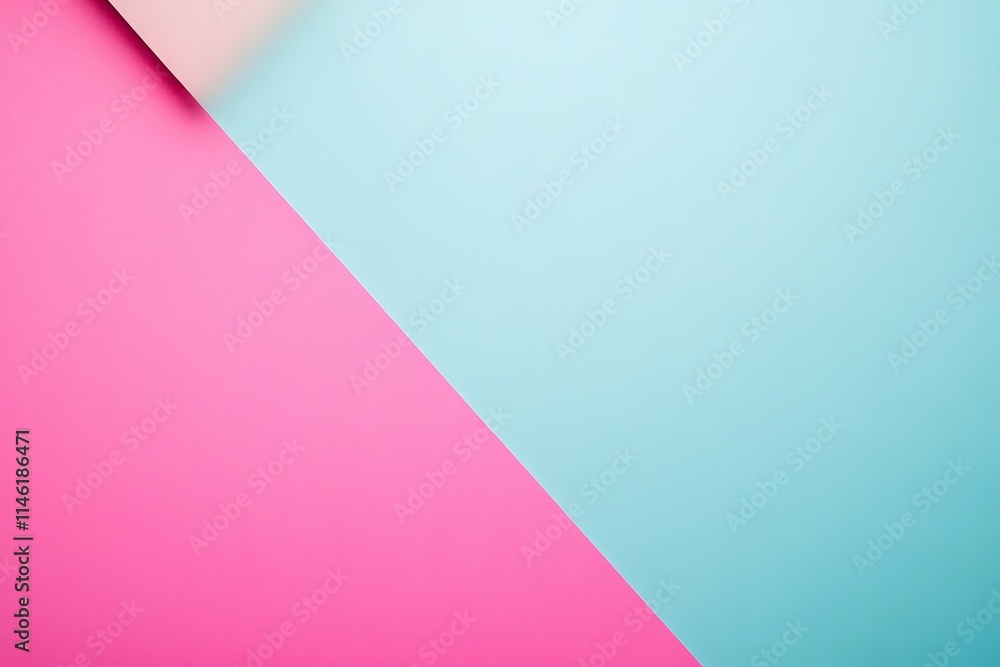Poster an abstract design featuring intersecting pastel pink and blue areas, creating a soothing and modern