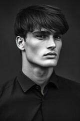 Obraz premium Black and white portrait of an ambitious Brazilian man in formal attire