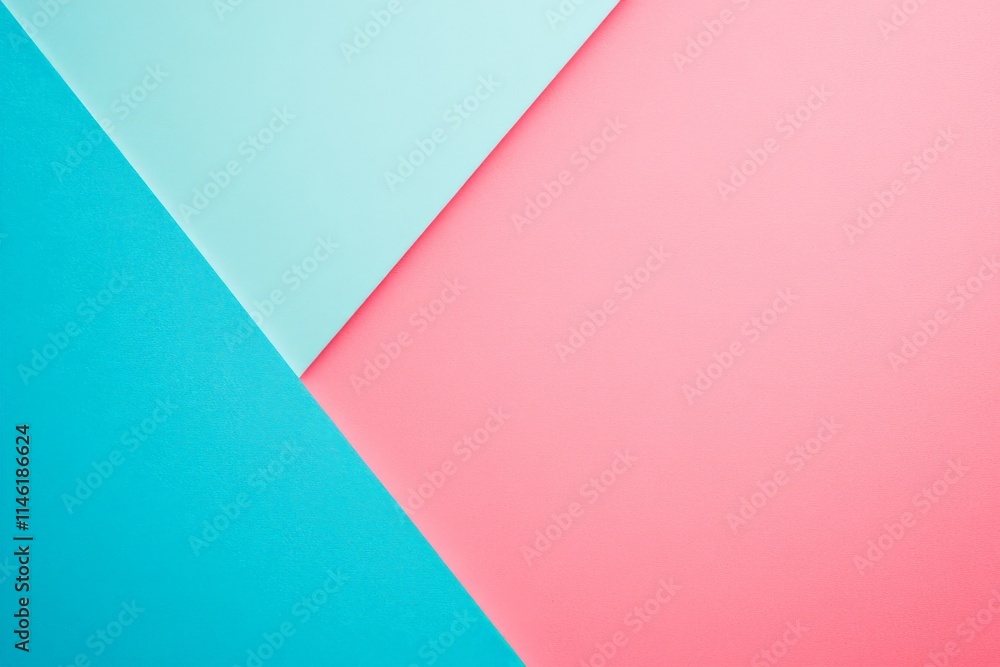 Poster a pastel geometric design with intersecting planes of soft pink and blue hues creates a modern, abst