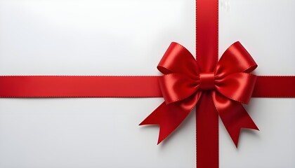 Red satin gift ribbon and bow