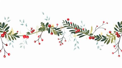 Christmas garlands on white background