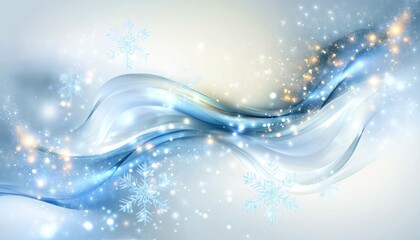 Christmas snowflakes falling on blue abstract waves background