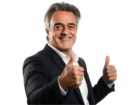 businessman showing thumbs up