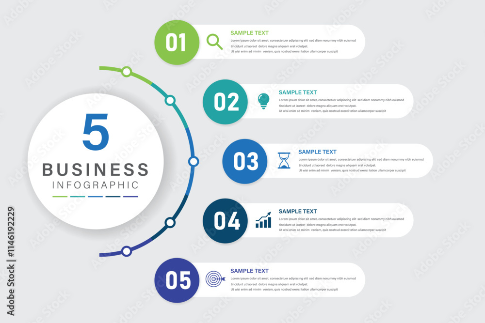 Wall mural vector infographic label design with circle infographic template design and 5 options or steps. can 