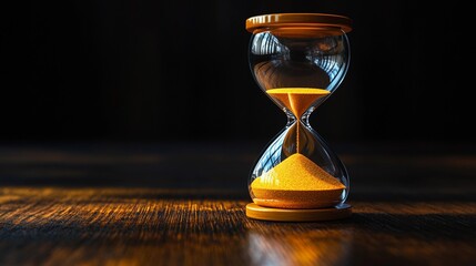 Stylized hourglass with intricate detailing emphasizing the concept of time management set in an elegant hand-drawn book art style