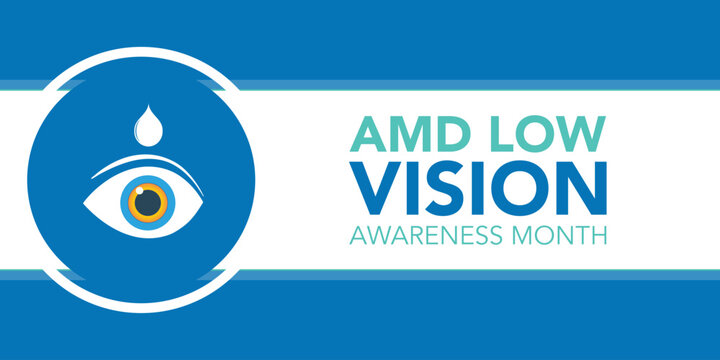AMD/Low vision awareness month observed each year during February. Vector illustration banner, Holiday, poster, card and background design.