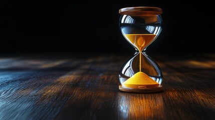 Stylized hourglass with intricate detailing emphasizing the concept of time management set in an elegant hand-drawn book art style