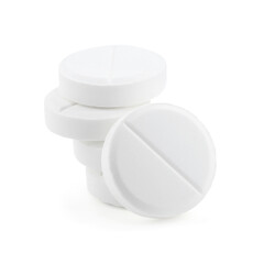 Antibiotic pills isolated on white. Medicinal treatment