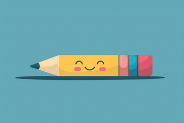 Smiling sharpener with shavings around flat illustration 