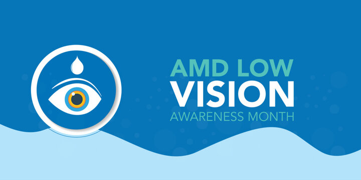 AMD/Low vision awareness month observed each year during February. Vector illustration banner, Holiday, poster, card and background design.