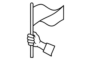 Hand-holding flag line icon