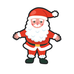 Santa Clause character with outline flat vector design
