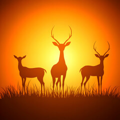 Sunset Deer Silhouette Illustration