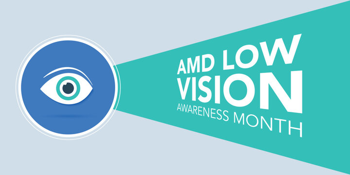 AMD Low vision awareness month observed each year during February. Vector illustration banner, Holiday, poster, card and background design.