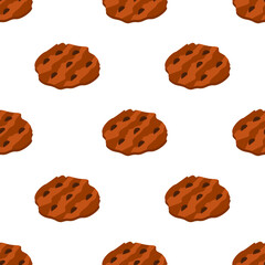 chocolate chips pattern background. cookie seamless pattern background. Cartoon illustration of Cookies. biscuits illustration.