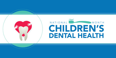 National Children's dental health month is observed every year in February, to teach children the importance of good oral hygiene at an early age and visiting the dentist regularly. Vector art
