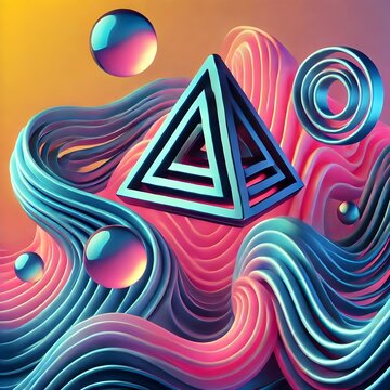 Liquid shapes abstract holographic 3D wavy background