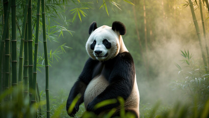 Obraz premium Discover adorable panda images: cute giant pandas, baby pandas playing, and pandas eating bamboo. Perfect for creative projects, presentations, and panda lovers.
