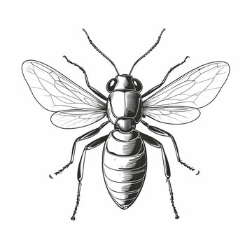 detailed black and white wasp clip art preview