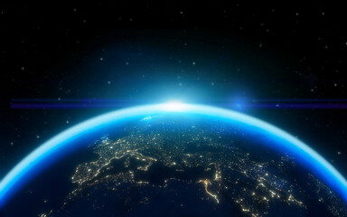 Planeta Terra e Europra vistos do espaço