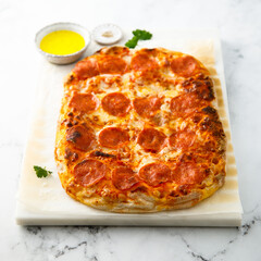 Traditional Pepperoni pizza with truffle oil