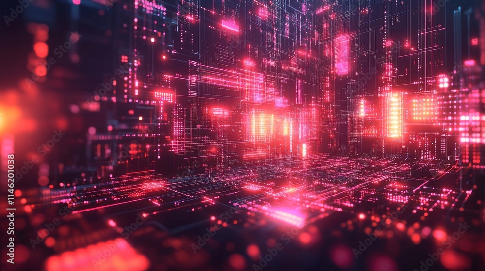 Aufkleber intricate geometric shapes and circuitry in a complex network design