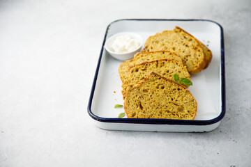 Traditional homemade pumpkin cake with cream cheese