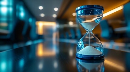 Abstract depiction of an hourglass with sand flowing smoothly capturing the essence of time in a minimalist graphic novel style