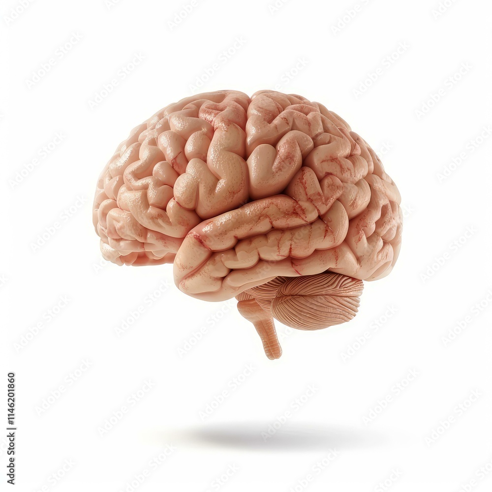 Aufkleber highly detailed 3d rendering of a human brain isolated on white, showcasing its complex structure an