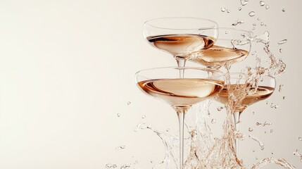 tower of champagne glasses.