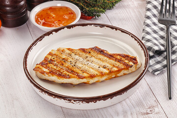 Grilled turkey fillet steak with sauce