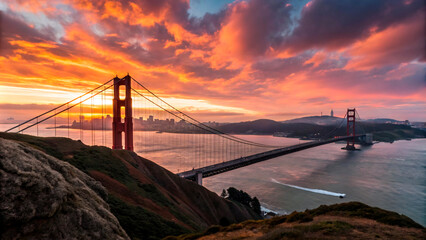 golden gate bridge at dusk
