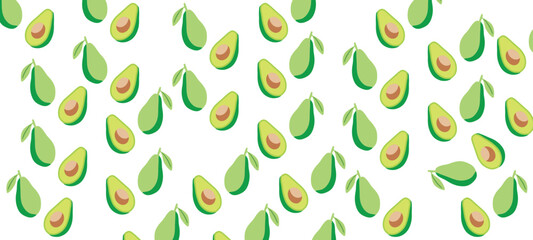 Avocado. Abstract set with avocado. Healthy vegan food. Botanical elements isolated on a white background. Vector Illustration.