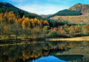 Obraz premium Autumn, Landscape view in the Trossachs