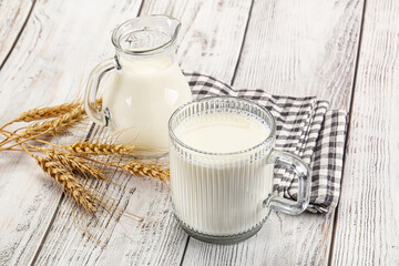 Organic milk in the glass