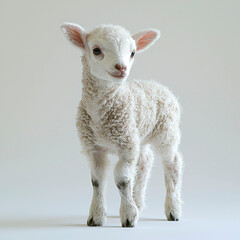 Fototapeta premium Adorable fluffy lamb standing.