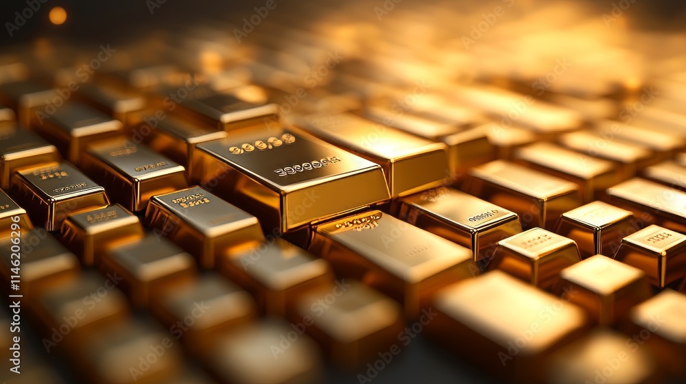 Poster golden bars on stock index graph background for investment themes